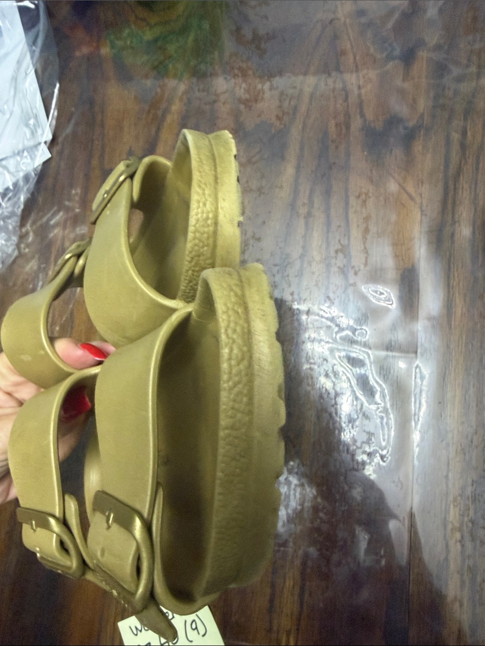 Women Double-Buckle Birkenstock Slide Sandals in Golden Sz 40(9) - Picture 5 of 5
